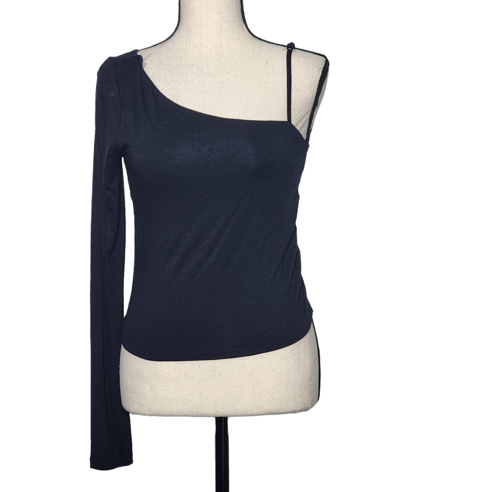 Mixed Threads Los Angeles Black One Sleeve Top, Size Medium